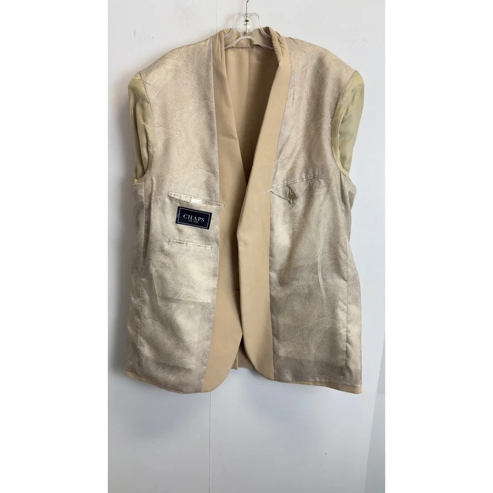 Chaps Mens 42R Tan Khaki Two Button Blazer Sport Coat Paisley Lining‎ Jacket